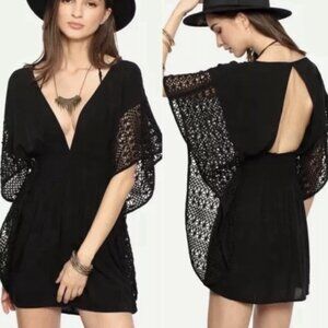 Victoria's Secret - Black Crochet Swim Beach Poolside Coverup - Size Small - EUC